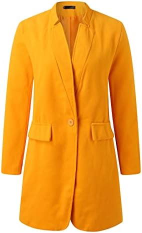 WDGFV נשים בלייזר ארוך, בלייזר עבודה מוצקה משרד חליפה עסקית חליפה רשמית שרוול ארוך ז'קט מזדמן בלייזר