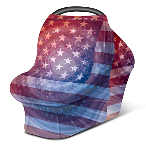 מושב מכונית לתינוק מכסה דגל אמריקאי כוכבים יצירתיים פסים כיסוי סיעוד אדום כיסוי עגלת צעיף הנקה לחופית עגלת תינוקות