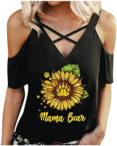 חולצות קיץ של נשים נ 'צוואר קריס חוצה את החולצה החולית הגרפית החמודה ביותר בכתפיים