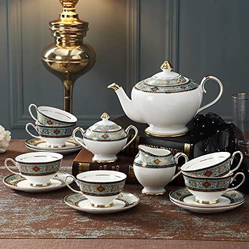 סגנון בית משפט 15 חתיכות אחר הצהריים ערכות תה למבוגרים עם כוסות תה קומקום וכרוחיות כוסות קפה