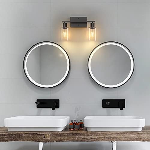 אורות יהירות, 2-אורות קיר פמוטים, יהירות אמבטיה אור עבור מראה, מודרני קיר רכוב מנורת עם ברור זכוכית צל,