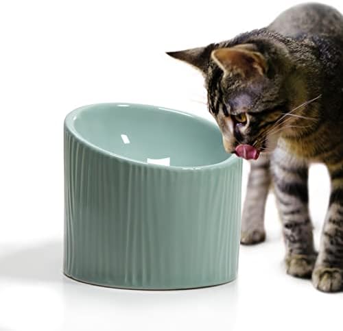 חתול קערות קרמיקה העלה חתול מזון קערות אנטי הקאות מוטה מוגבה חתול קערת להגן על חיות מחמד של