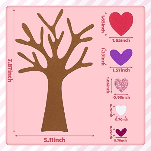 3SSCHA 224 יחידות עץ לב מדבקת קצף לב דבק עצמי EVA צורת לב מדבקות נצנצים לילדים ערכת מלאכה אמנויות