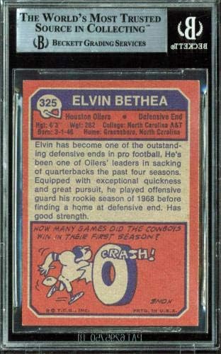 Oilers Elvin Bethea חתם על 1973 Topps 325 כרטיס Auto Card Bas Slabbed - כדורגל כרטיסי טירון טלטל