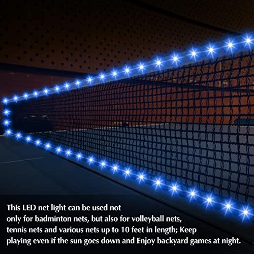 כדורעף Badminton Light Light 16 ft אורות מיתר עם מרחוק, 16 צבעים 4 מצבים LED אור עבור משחק הכדורעף בחצר האחורית