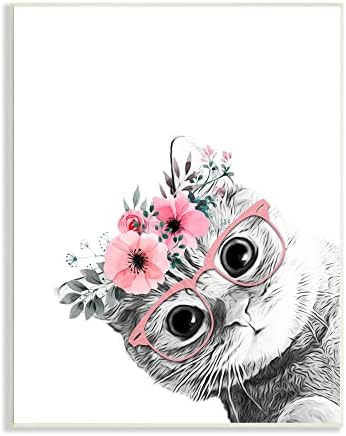 תעשיות סטופליות פרח ורוד כתר כתר חתול משקפיים מונוכרום פשוט, עיצוב מאת אנליסה לטלה