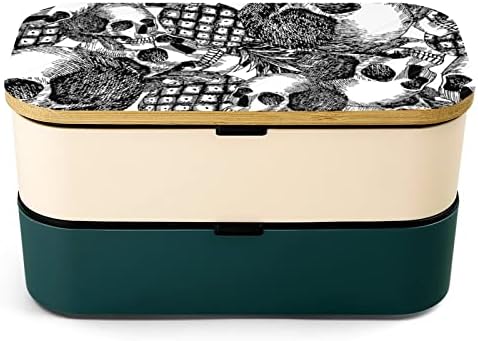 גולגולת אננס שכבה כפולה קופסת ארוחת צהריים בנטו עם כלי ארוחת צהריים לערימה כוללת 2 מכולות