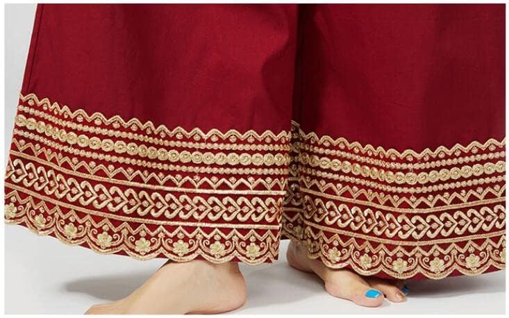 הודו קרקעית כותנה מסורתית לאישה סגנונות אתניים מדי יום אלגנטיות ליידי מכנסיים מכנסיים רחבים מזדמנים