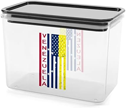 וונצואלה ארהב דגל ארהב דגל קאנטרי גאווה מיכל אחסון מזון מפלסטיק קופסאות אחסון ברורות עם מכסה חותם