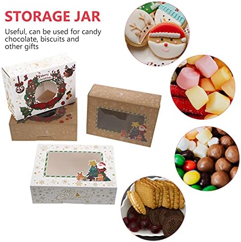 המוטון קופסא מתנה קראפט 8 יחידות קופסאות עוגיות לחג המולד קופסאות מתנה מנייר קראפט קופסאות קאפקייקס מאפייה