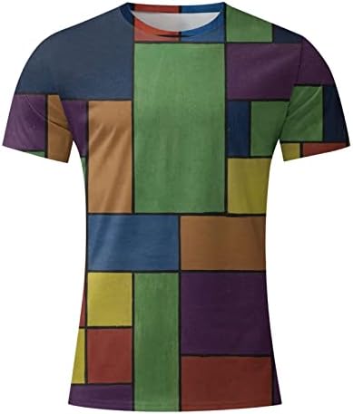 חולצות טריקו של שרוול קצר של Ubst Mens, גיאומטריה רחוב הדפסת צוואר צוואר צמרת טי טופ חולצת טשט