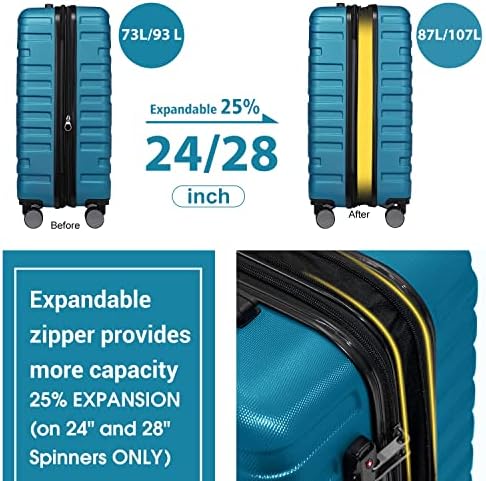 ערכות מזוודות 5 חלקים, ערכות מזוודות הניתנות להרחבה, מזוודות עם גלגלי ספינר, מטען מעטפת קשה לשאת
