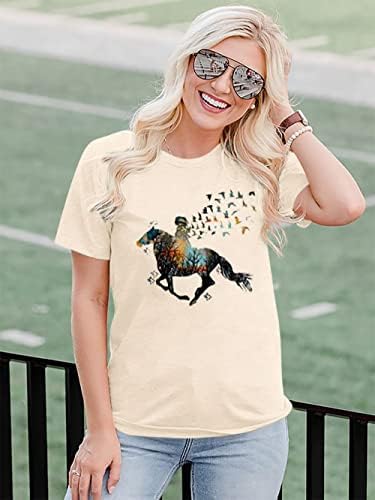 סוס חולצה לנשים מערבי בוקרת חולצה בציר סוס גרפי טיז סוס מתנות עבור בנות חולצה חופשת חולצות