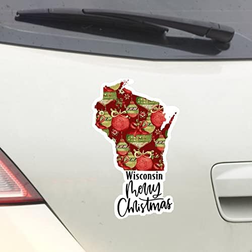 ויסקונסין מדינת בית מדבקות חג מולד עכברים חג המולד ויסקונסין מפת מכונית מדבקות קישור חג המולד מדבקות ויניל מדבקות