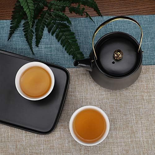 ערכת תה נסיעות ניידת של Fanquare, סט תה וינטג 'קונגפו, טפל בתה, ארבע כוסות תה עם מגש תה קרמי, שחור