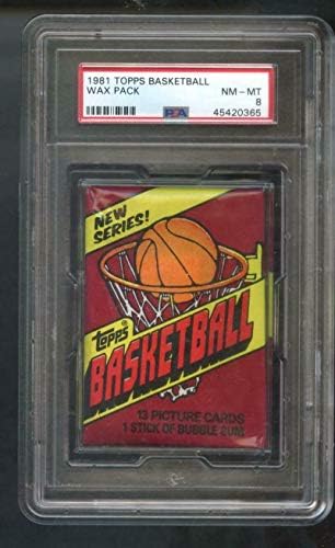 1981 Topps כדורסל כדורסל לא נפתח חבילת שעווה NBA Bazooka Back PSA 8 מדורגת 1981-82 - חבילות שעוות כדורסל