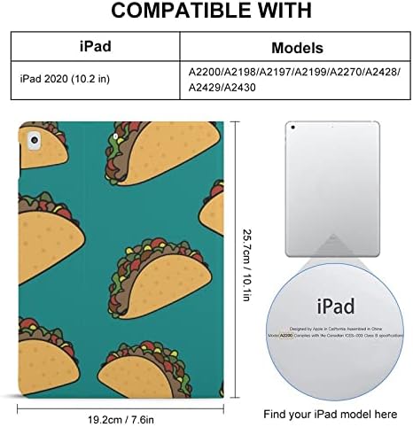 טאקו בדיחה מקסיקני מארז מתאים ל- iPad 2020 （10.2in） שינה אוטומטית/Wake Slim קל משקל קל משקל עמדת כיסוי חכם