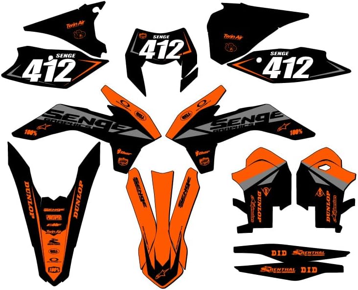 2014 EXC BARINARY SENGE SENGE GRAPHICS ערכה מלאה עם Rider I.D. תואם ל- KTM