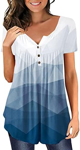 חולצת טי ספנדקס שרוול ארוך נשים נשים כפתור שרוול קצר מזדמן V צוואר נשות רופפות חולצה מודפסת חולצה