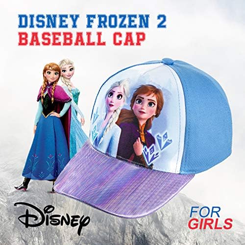 דיסני קפוא 2 בנות אלזה ואנה קוטון כובע בייסבול - בד הולוגרפי שוליים כחולים
