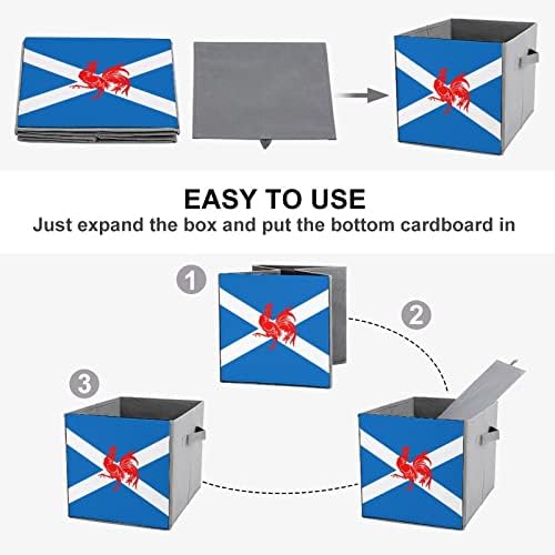 אדום זין סקוטלנד דגל מתקפל אחסון פחי יסודות מתקפל בד אחסון קוביות ארגונית קופסות עם ידיות
