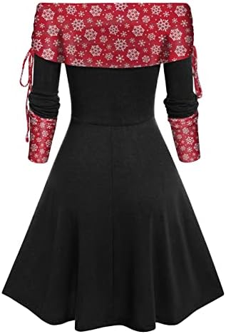 שמלת מקסי של שרוול ארוך של נוקמופו לנשים צוואר להמרה התלקחות פסים מפוספסת שמלת קו שמלת שרוול ארוך לנשים
