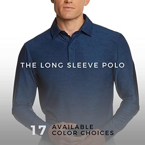 חולצת גולף של שרוול ארוך של גברים, חולצות גולף - חולצות פולו יבשות מהירות - UPF 30, בד מתיחה