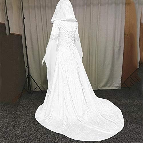 צפותים מימי הביניים שמלה, נשים בציר סלעית מכשפה גלימת שמלת חצוצרת שרוול מימי הביניים חתונה שמלת