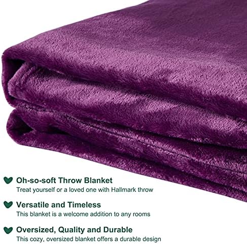 Hallmark Purple לזרוק שמיכות לנשים בנות, שמיכות צמר פלנל חמות רכות זורקות לספה ספה, 70'X50 ''