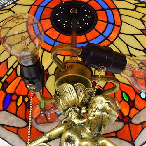מנורת שולחן כפרית של טיפאני כפרי 16 טיפן ויטראז 'מנורה שולחן זכוכית אדומה שפירית שפירית מנורות פנים צבעוניות