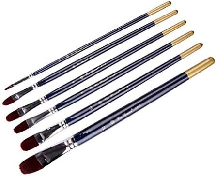 GRETD 6 יחידות/סט עץ עץ צבע צבעי עט עט אמן אמן צבע מברשת ניילון שיער ידית עץ כחול כהה ידית רב -מטרה