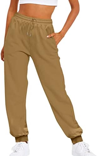 מכנסי טרניעה רחבים אויומוב לנשים, מכנסי טרנינג אלסטיים גבוהים מותניים רופפים מכנסי אימון ספורט ישר רופפים