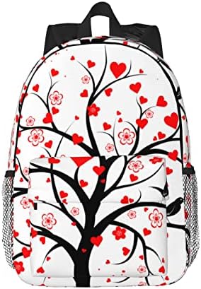 KOOLR אהבה עץ לב תרמיל מודפס לגברים נשים אטומות למים משקל קל משקל 15 אינץ 'תיק תרמיל מזדמן מתאים לטיולים,