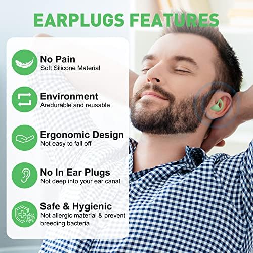 תקעי אוזניים לביטול רעשי שינה לשימוש חוזר ונוח סיליקון אטמי אוזניים ישנים, הגנת שמיעה מבודדת