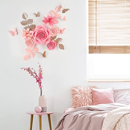 שומות FONDER קישוטי פרחי נייר 3D לקיר, תפאורת פרחי נייר, תפאורה למשתלה, פרחי נייר ענקיים, מרכז חתונה