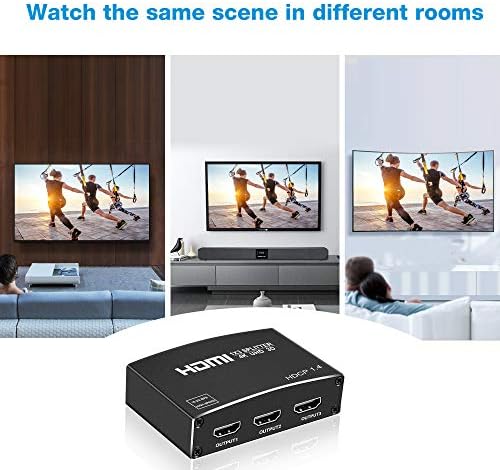 NewCare 4K HDMI Splitter 1 ב 3 Out 【【עם כבל HDMI 3.9 ft】, 1 × 3 HDMI מפצל תמיכה 4KX2K, 1080p, 3D,