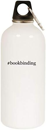 מוצרי מולנדרה BookBinding - 20oz hashtag נירוסטה בקבוק מים לבן עם קרבינר, לבן