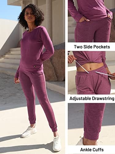 מכנסי טרנינג של Mier Jogger נשים עם כיסים, מכנסי טרקלין רכים נשים, מכנסי ג'וג'רס אתלטים של נשים במותניים.