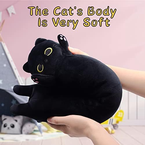 שחור חתול בפלאש חיבוק כרית צעצוע - רך שחור חתול ממולא בעלי חיים כרית - חמוד חתול קטיפה-חתול כרית