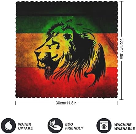 דגל אפריקני האריה של יהודה ראסטה רסטאפרי ג'מייקה מטבח צלחת צלחת סמרטוט סמרטוטים רכים ושימוש חוזר ומטבח מטבח סופג