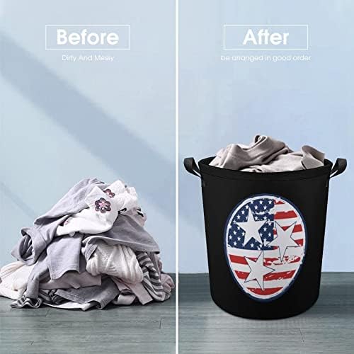 אמריקאי טנסי דגל כביסה סל עם ידיות עגול מתקפל כביסת אחסון סל לחדר שינה אמבטיה