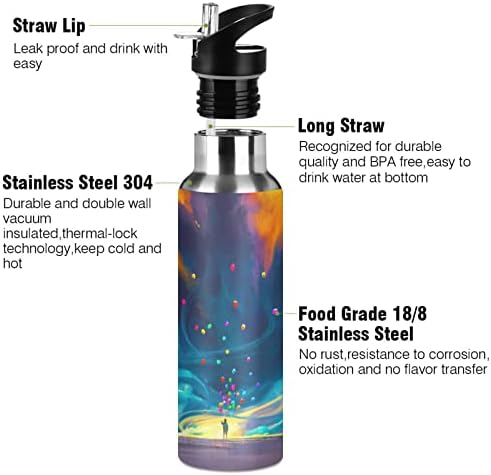 בקבוק מים ספורטיבי - BPA חופשי ואקום אטום דליפה תקציר כוכבים כוכבים מבודדים מפלדת אל חלד, בקבוק
