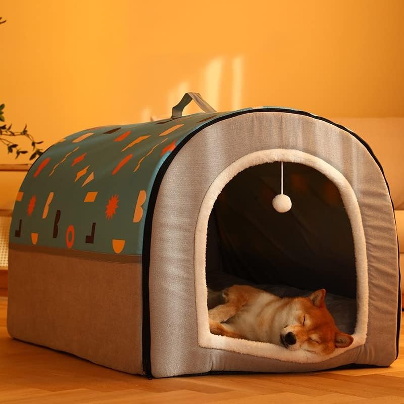 SAWQF בית כלבים מחמד בית מיטה מתקפלת בחורף חורף כרית מלונה לחיות מחמד למיטות שינה חתולים שומט