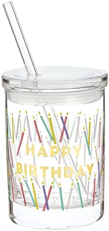 אוספי שיפוע זכוכית קוקטייל מיושנת כפולה, 10 אונקיות, נרות יום הולדת שמח