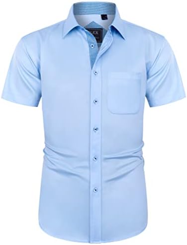 גברים של קצר שרוול שמלת חולצות עם כיס מזדמן כפתור למטה חולצות קמטים-משלוח עסקי חולצה
