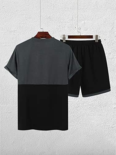 FIOXA תלבושות שני חלקים לגברים גברים שני טון מגדל הדפס טי ומכנסיים קצרים