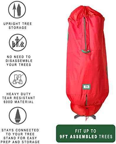 תיק אחסון עץ חג המולד זקוף - חומר עמיד בפני קרעים בגודל 600 ד ' / פנימי לעמידות נוספת-מחזיק עד 9 רגל עצים