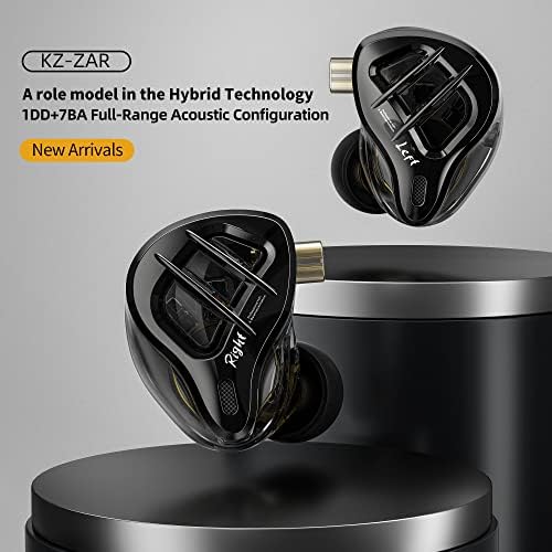 KZ ZAR 1DD+7BA נהג טכנולוגי היברידי אוזניות קווית באוזניות אוזניות עם כבל מצופה כסף אוזניות צג אוזניות למוזיקאי