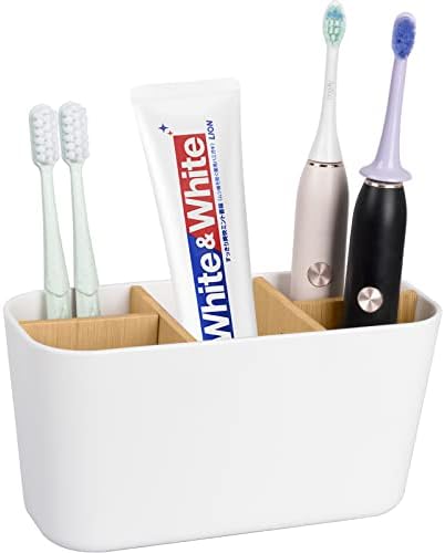 מחזיקי מברשת שיניים לחדרי אמבטיה, במבוק שן מברשת מחזיק עם 5 חריצים יהירות אמבטיה ארגונית השיש עבור חשמלי מברשות