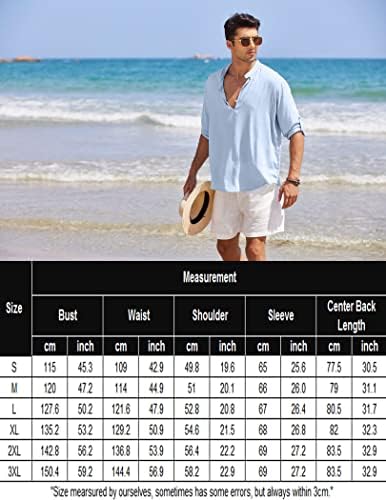 קופנדי גברים של כותנה פשתן הנלי חולצה מזדמן חוף היפי חולצות ארוך שרוול חולצות
